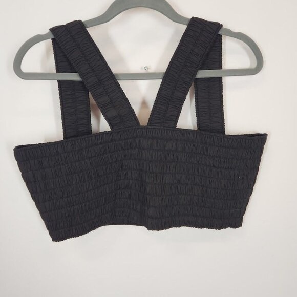A.L.C Cielo Smocked Cotton Crop Tank‎ in Black Size 14 - Picture 7 of 9